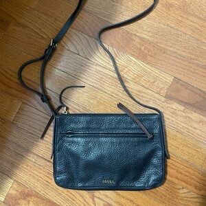 Fossil Dark Leather Crossbody Bag